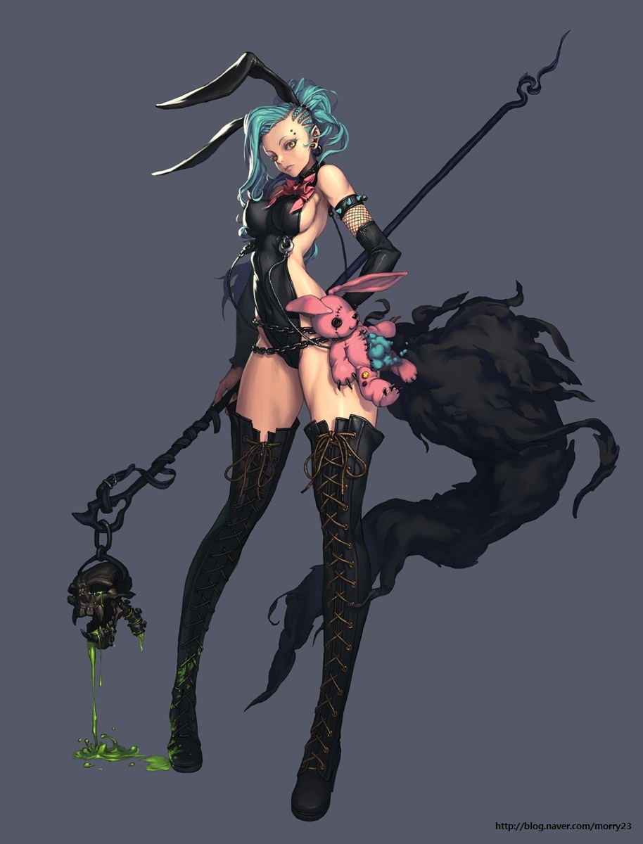 animal_ears, bunny_ears, bunny_girl, heels, na_in-sung, tail, thighhighs
