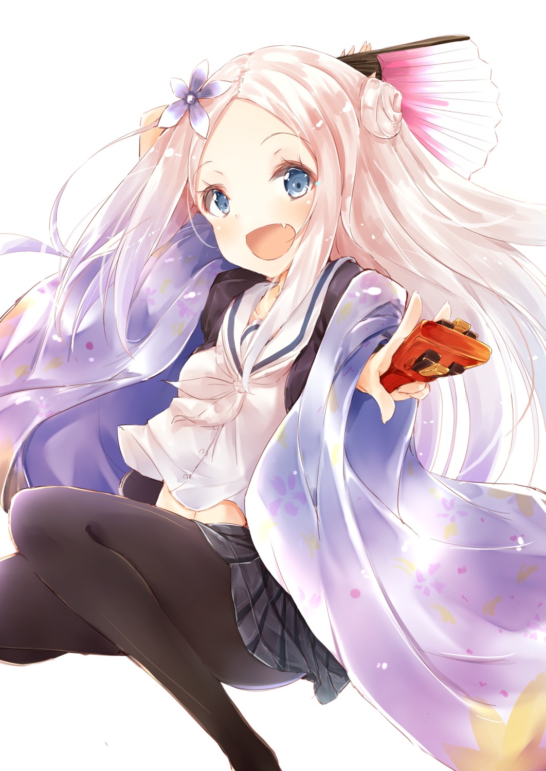 hana_n._fontainestand, hanayamata, hiiragi_yashiro, kimono, pantyhose, seifuku