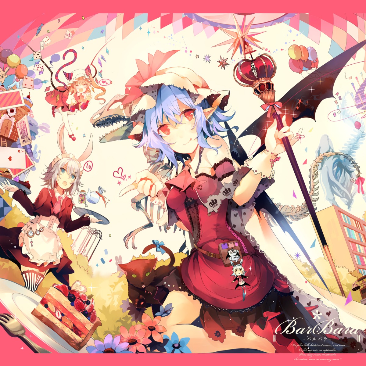 animal_ears, flandre_scarlet, heels, izayoi_sakuya, kirero, nekomimi, pointy_ears, remilia_scarlet