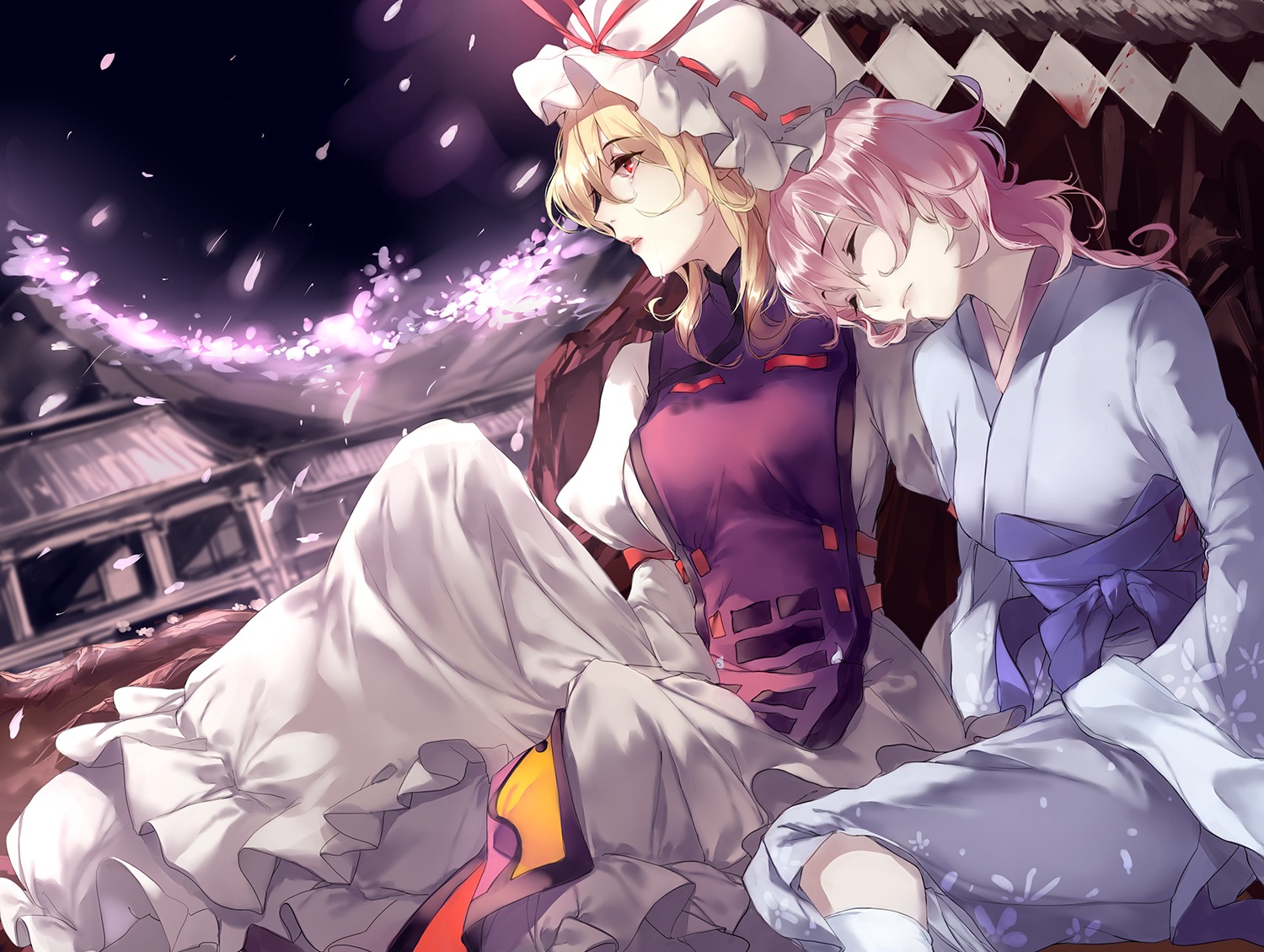 hug, saigyouji_yuyuko, touhou, yakumo_yukari