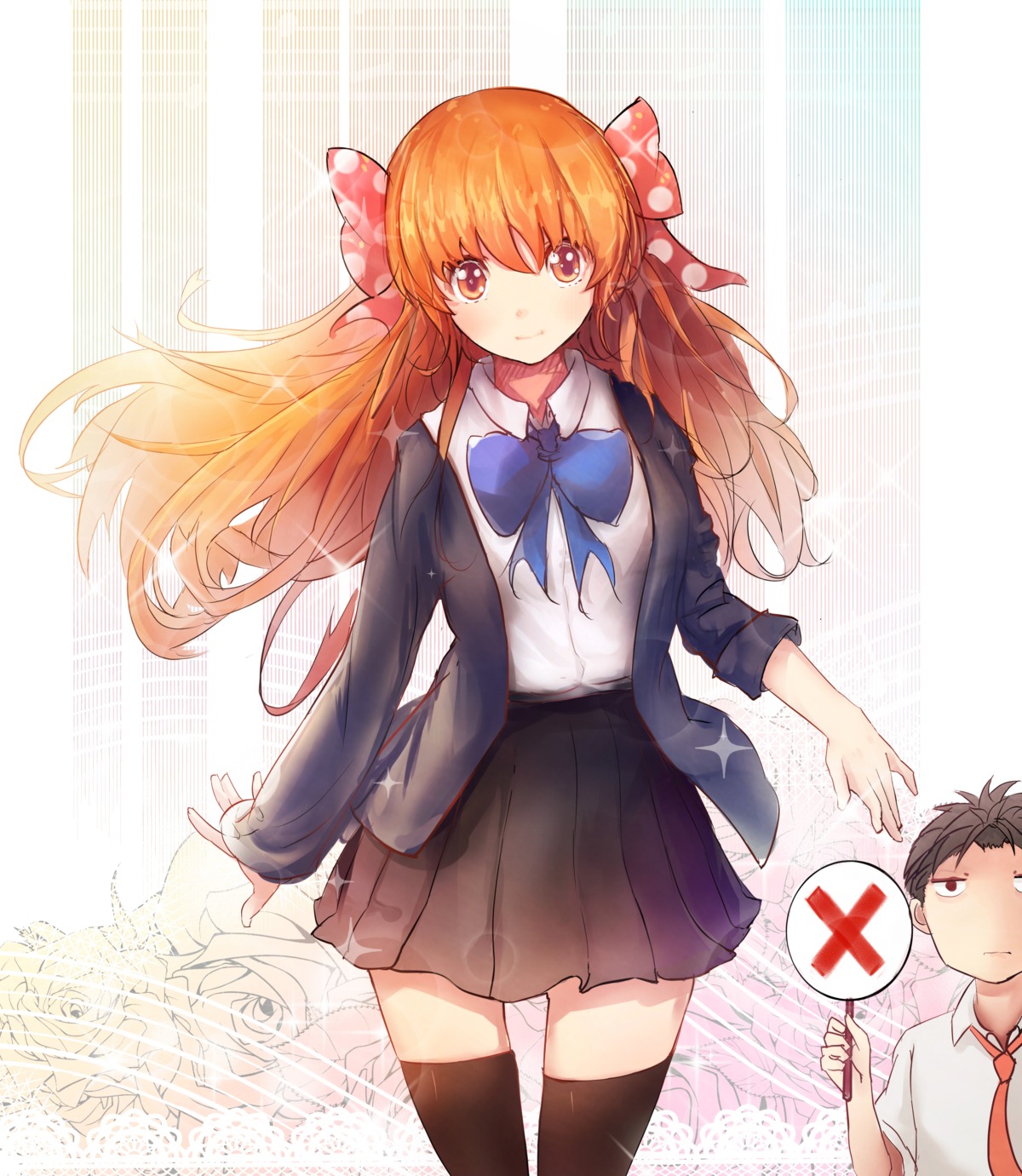 best-pan, gekkan_shoujo_nozaki-kun, nozaki_umetarou, sakura_chiyo, seifuku, thighhighs