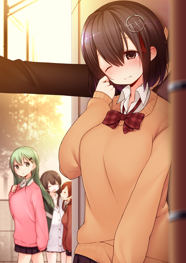 agano_(kancolle), haguro_(kancolle), kantai_collection, nekoume, noshiro_(kancolle), seifuku, suzuya_(kancolle), sweater