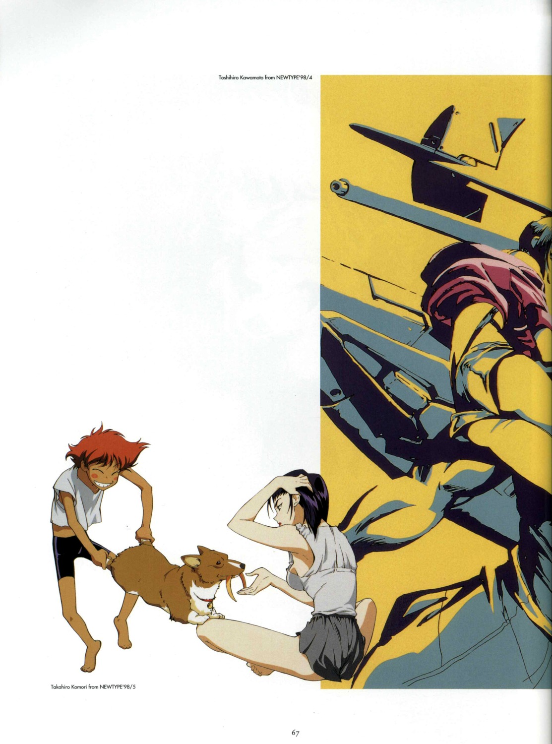 cowboy_bebop, edward, ein_(cowboy_bebop), faye_valentine, kawamoto_toshihiro