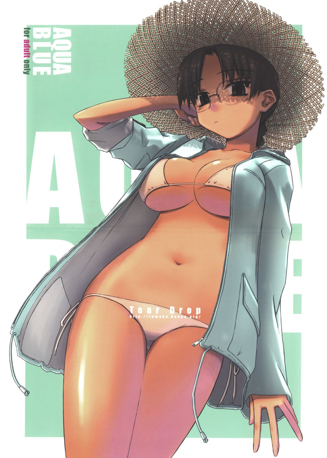 bikini, crease, hoshina_tomoko, megane, open_shirt, swimsuits, tear_drop, to_heart, to_heart_(series), tsuina
