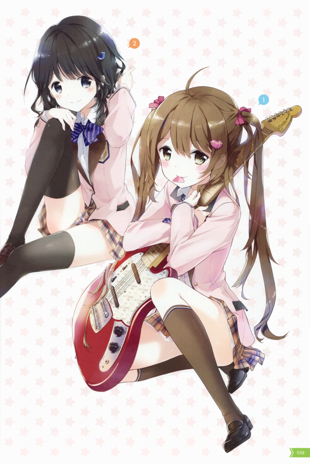 aoharu!, aoi_suzu_(aoharu!), guitar, seifuku, sumiyoshi_komachi, thighhighs, tiv