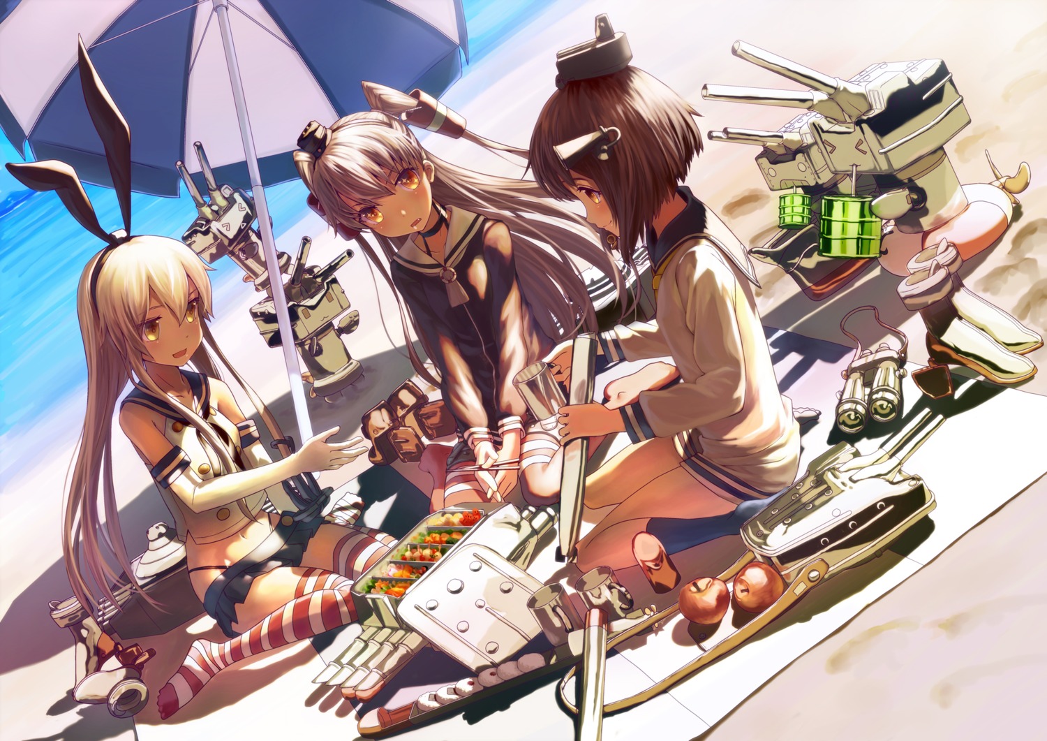 amatsukaze_(kancolle), kantai_collection, mocha_(snowflake), rensouhou-chan, shimakaze_(kancolle), thighhighs, yukikaze_(kancolle)