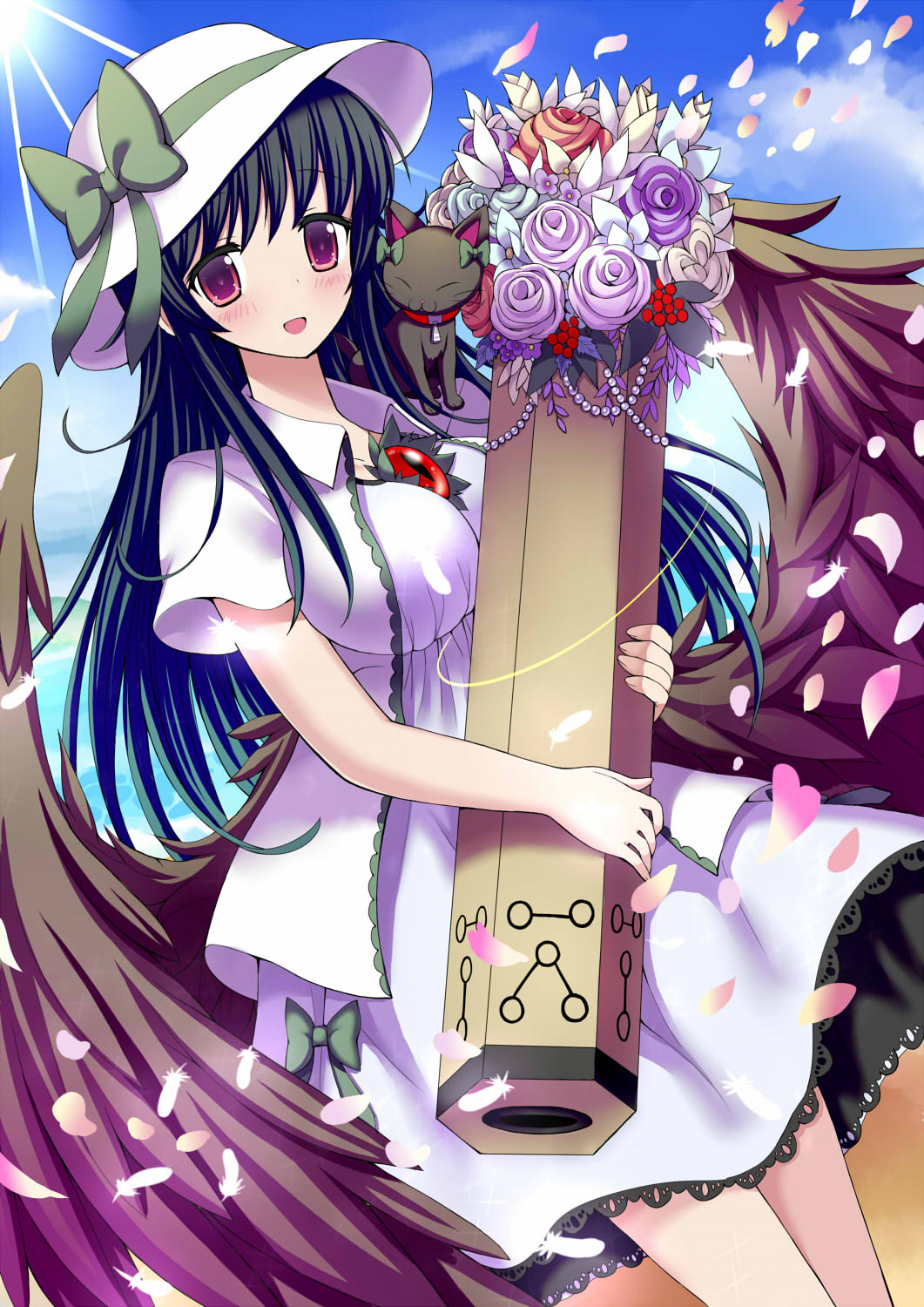 gibuchoko, kaenbyou_rin_(cat), reiuji_utsuho, touhou, wings