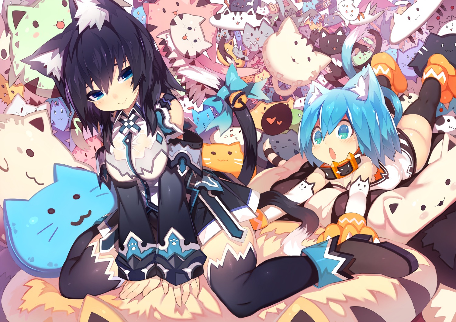 animal_ears, mamuru, neko, nekomimi, tail, thighhighs