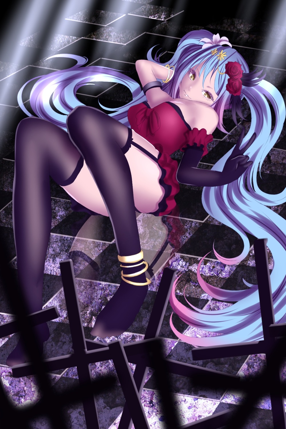 hatsune_miku, lingerie, stockings, thighhighs, vocaloid, yusuke
