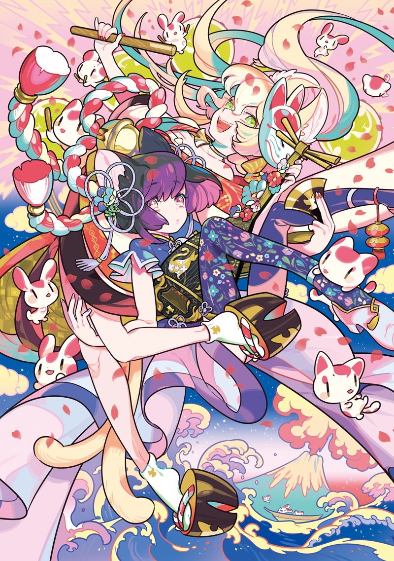 animal_ears, asian_clothes, maruco, tail, thighhighs