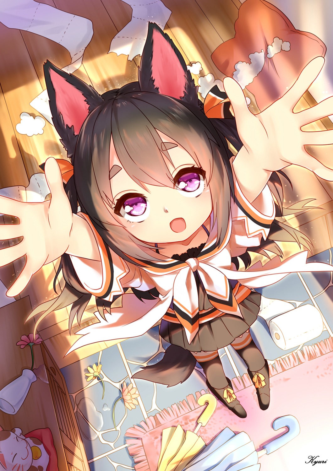 animal_ears, kyuri_tizu, neko, seifuku, tail, thighhighs