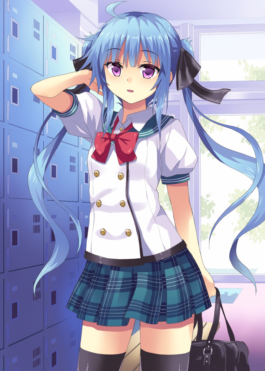 rasahan, seifuku, thighhighs