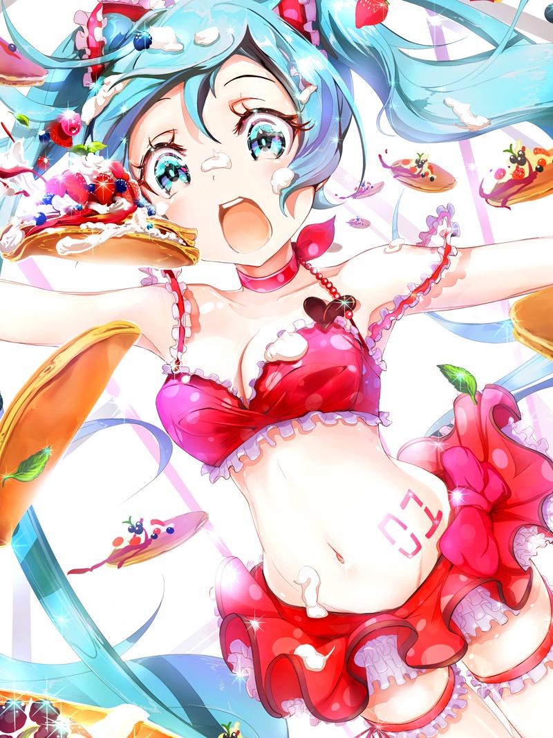 cleavage, garter, hatsune_miku, keepout, vocaloid
