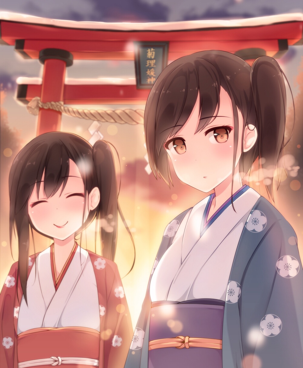 akagi_(kancolle), hiiragi_hazime, japanese_clothes, kaga_(kancolle), kantai_collection, kimono