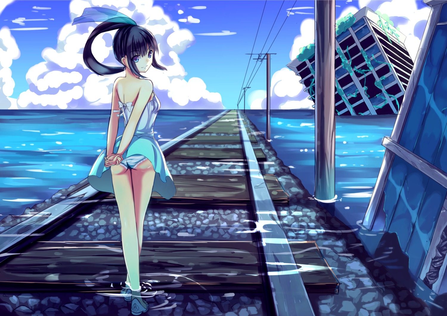 dress, landscape, murasaki_shitsu, pantsu, summer_dress