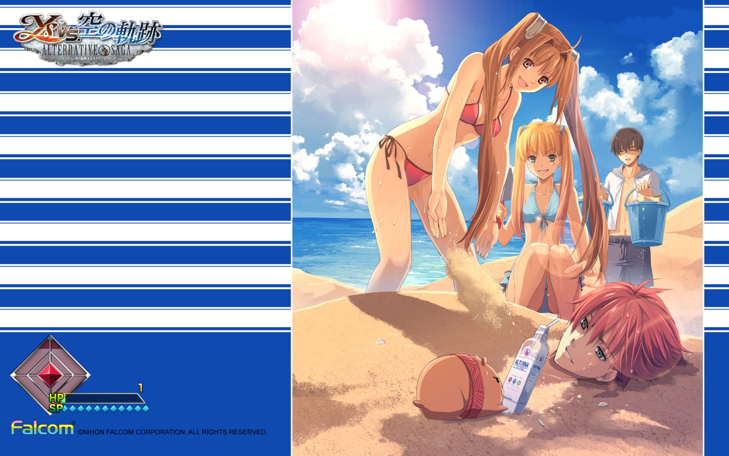 adol_christin, aisha_(ys), bikini, eiyuu_densetsu, eiyuu_densetsu:_sora_no_kiseki, enami_katsumi, estelle_bright, falcom
