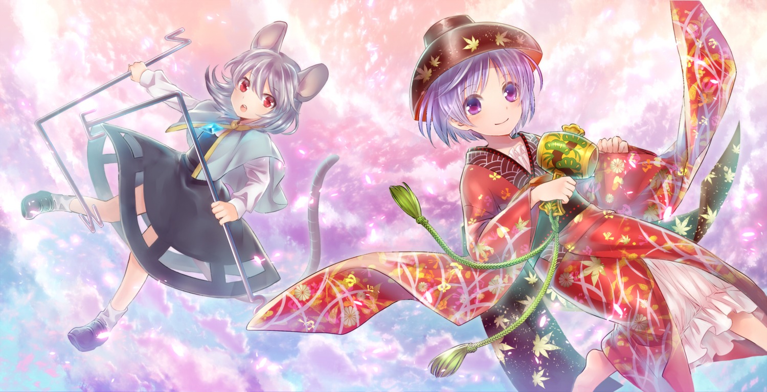 animal_ears, asian_clothes, nazrin, neme, sukuna_shinmyoumaru, tail, touhou