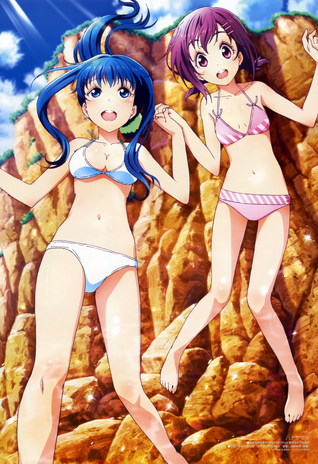 bikini, cleavage, hanayamata, nishimikado_tami, sekiya_naru, swimsuits