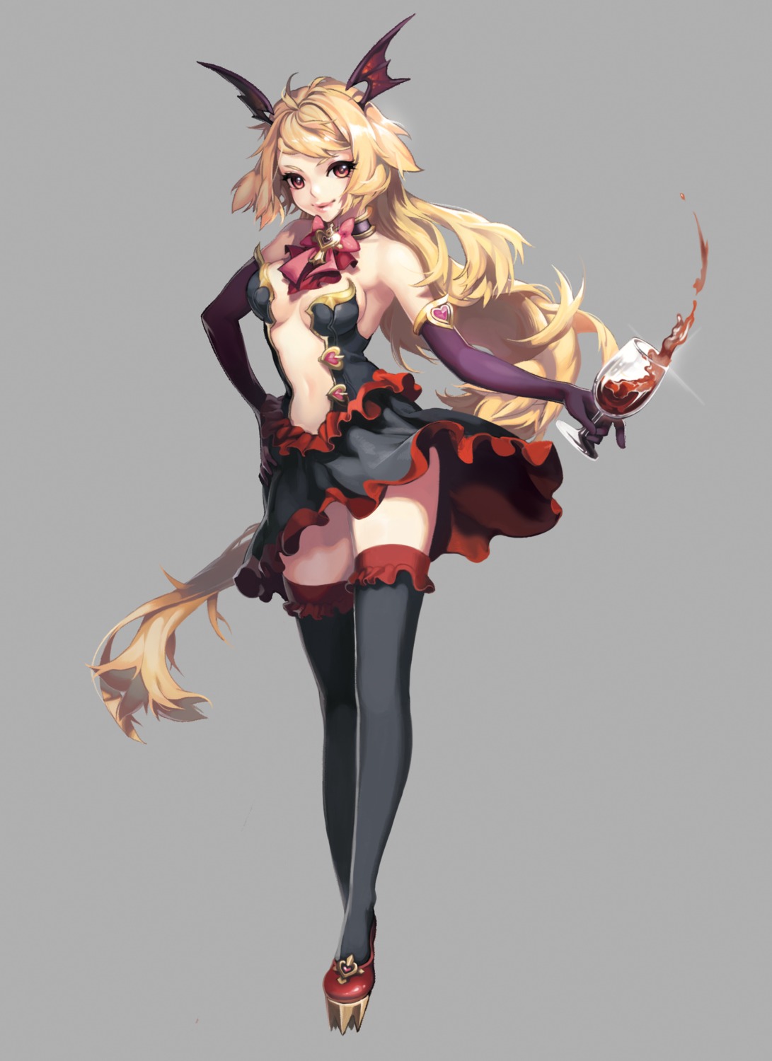cleavage, devil, hyeona, thighhighs