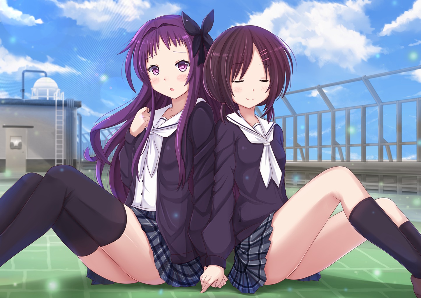 hanayamata, kazenokaze, sasame_yaya, seifuku, sekiya_naru, thighhighs