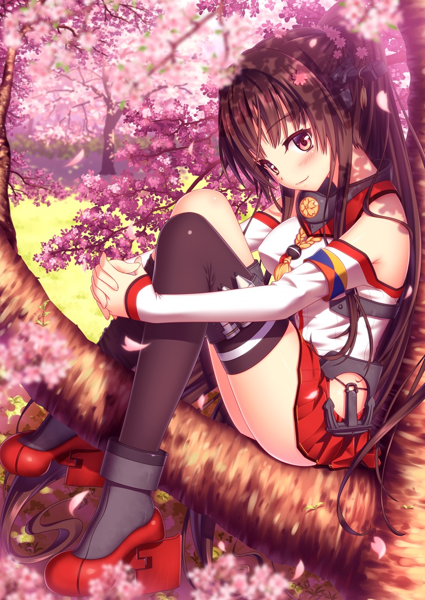 kantai_collection, nazu-na, thighhighs, yamato_(kancolle)