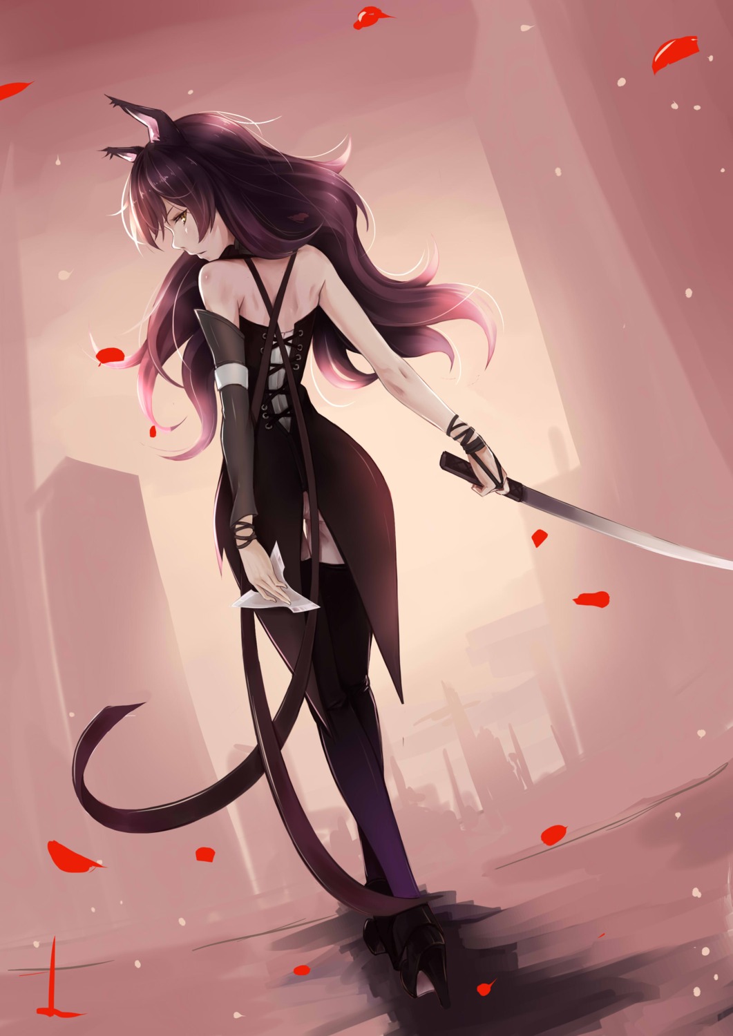 animal_ears, blake_belladonna, heels, lancelot, rwby, sword, thighhighs