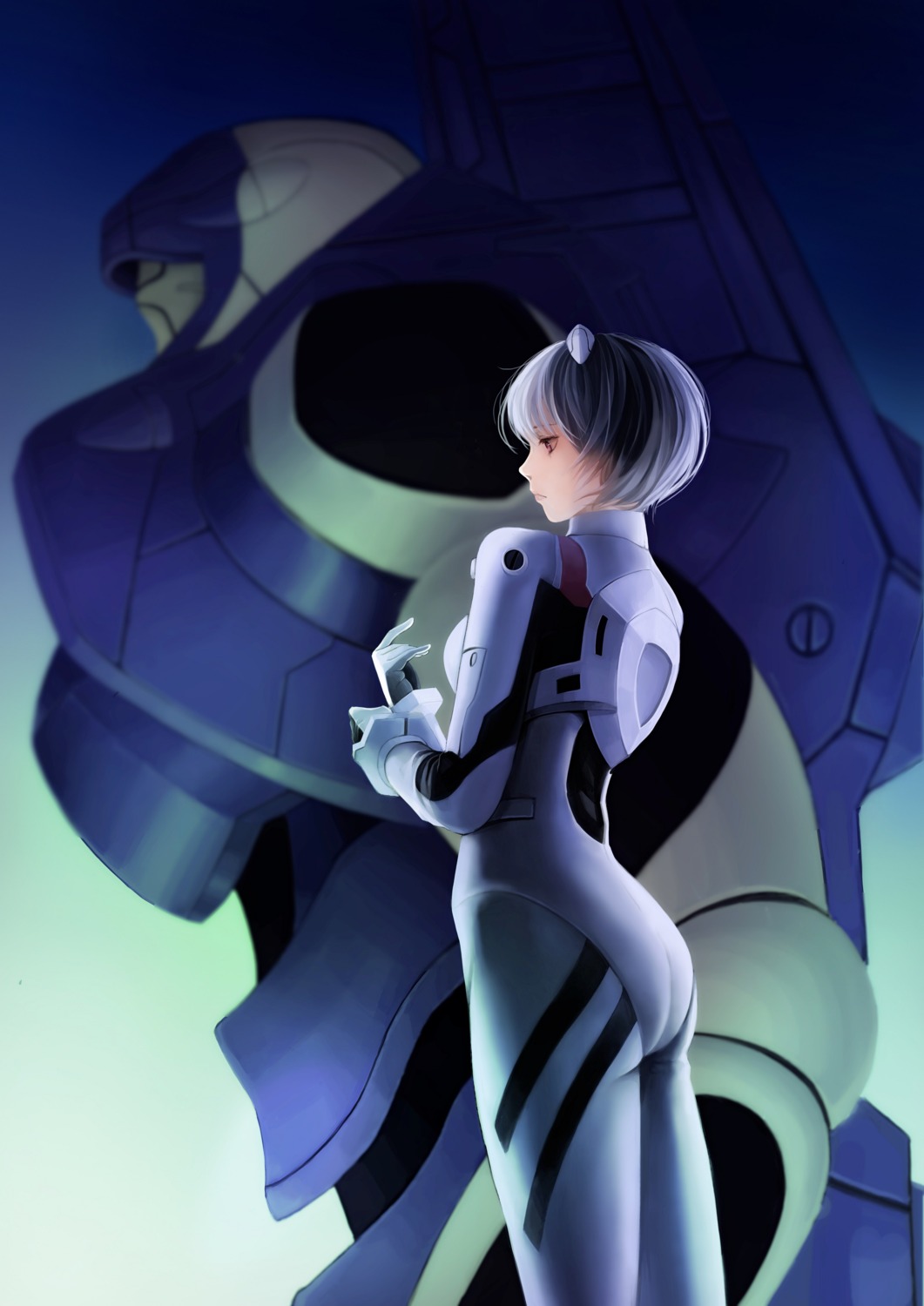 ass, ayanami_rei, bodysuit, eva_00, lancelot, mecha, neon_genesis_evangelion