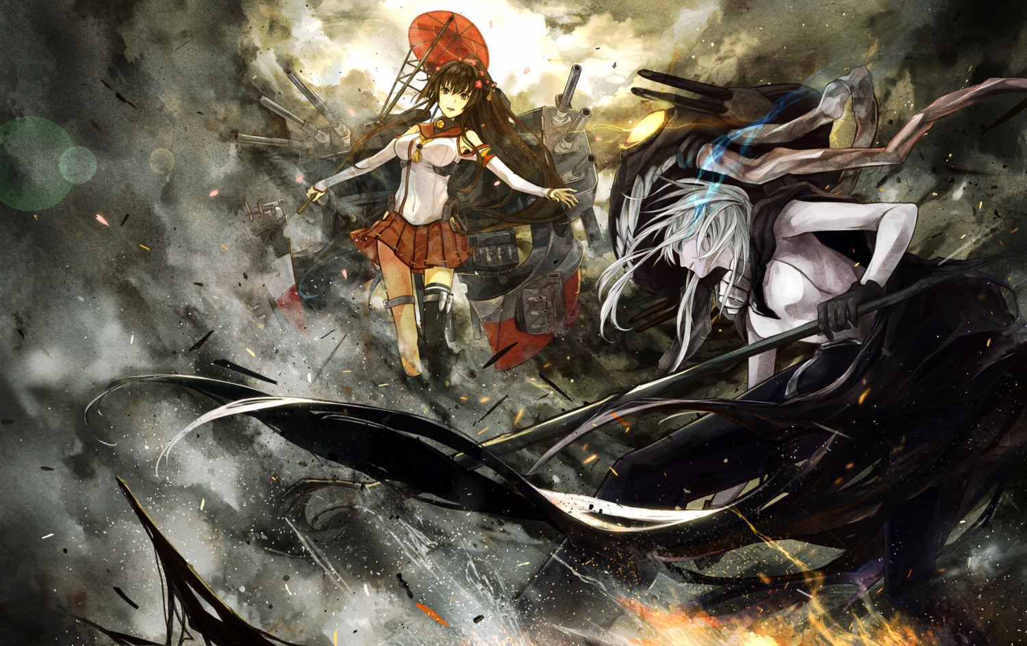 kantai_collection, kazabana_kazabana, wo-class_aircraft_carrier, yamato_(kancolle)