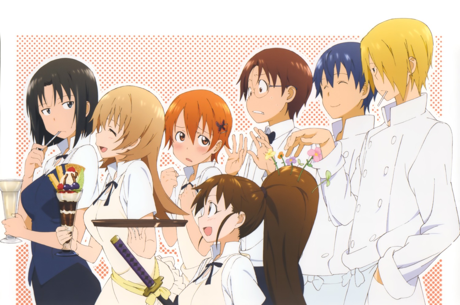 adachi_shingo, inami_mahiru, satou_jun, shirafuji_kyouko, souma_hiroomi, takanashi_souta, taneshima_poplar, todoroki_yachiyo