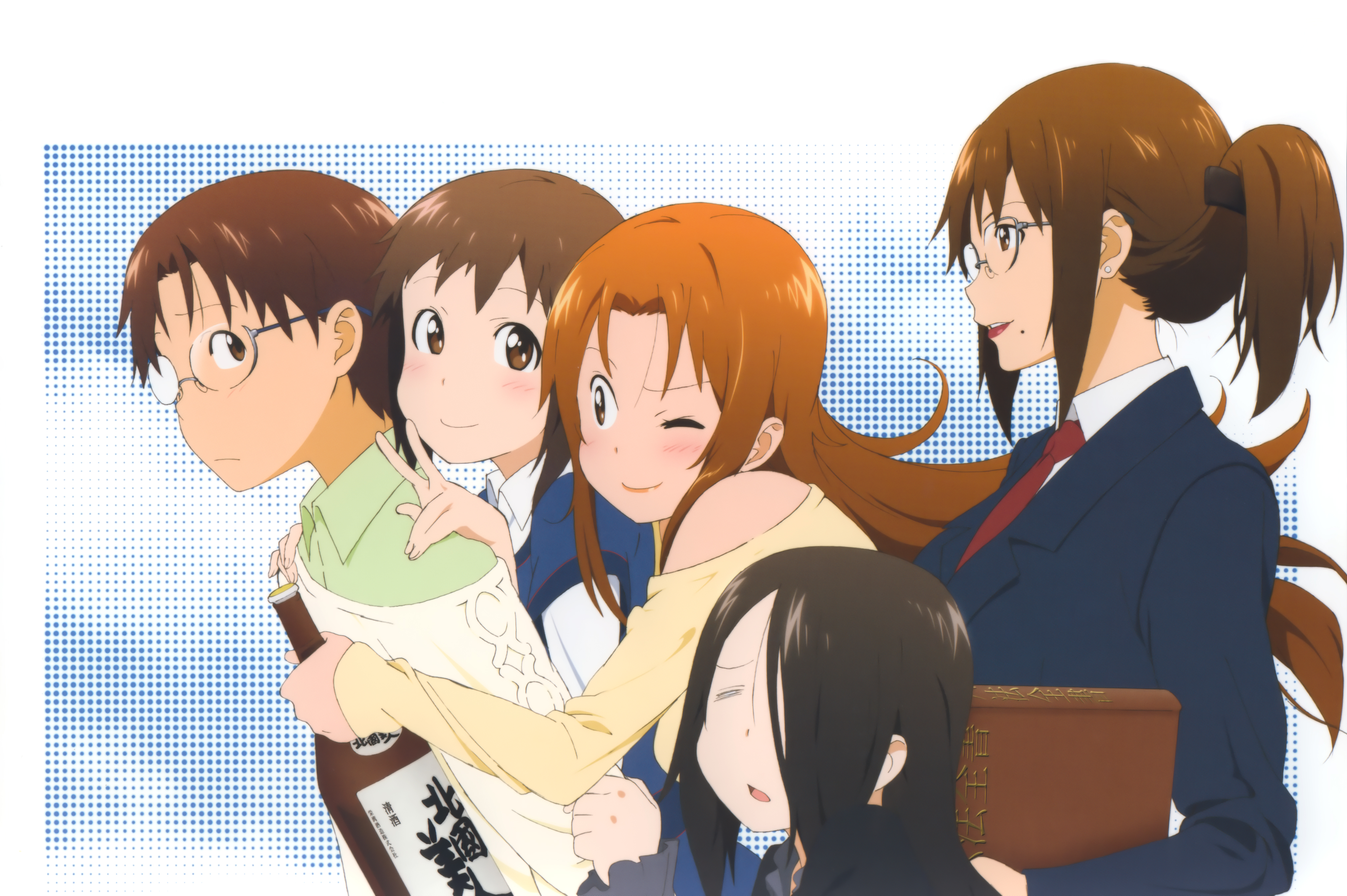 adachi_shingo, megane, sake, takanashi_izumi, takanashi_kazue, takanashi_kozue, takanashi_nazuna, takanashi_souta, working!!