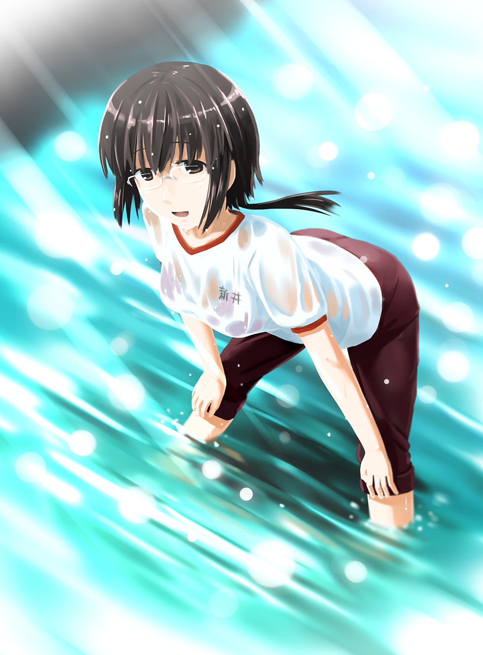 arai_tamako, barakamon, megane, ogata, see_through, wet_clothes