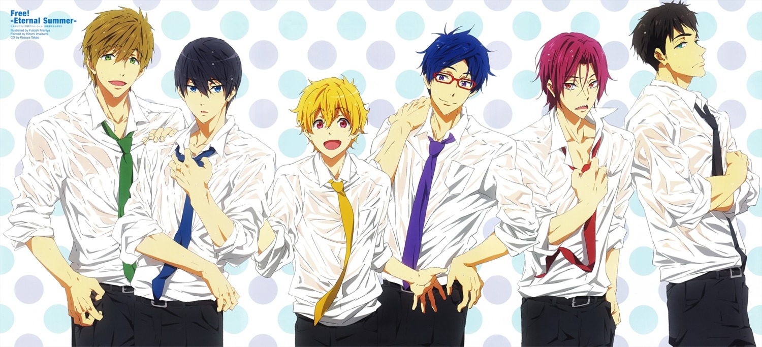 free!, hazuki_nagisa, male, matsuoka_rin, nanase_haruka, nishiya_futoshi, ryugazaki_rei, see_through, tachibana_makoto, wet_clothes, yamazaki_sousuke