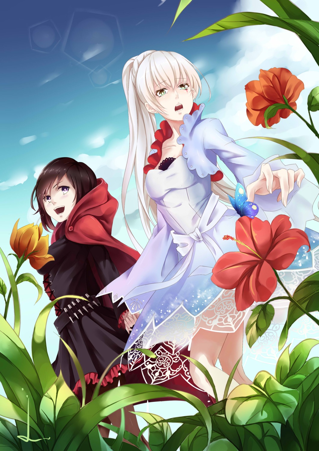 dress, lancelot, ruby_rose, rwby, weiss_schnee