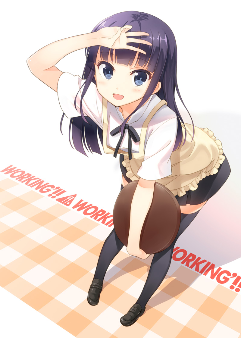 hyuuga_azuri, thighhighs, waitress, working!!, yamada_aoi