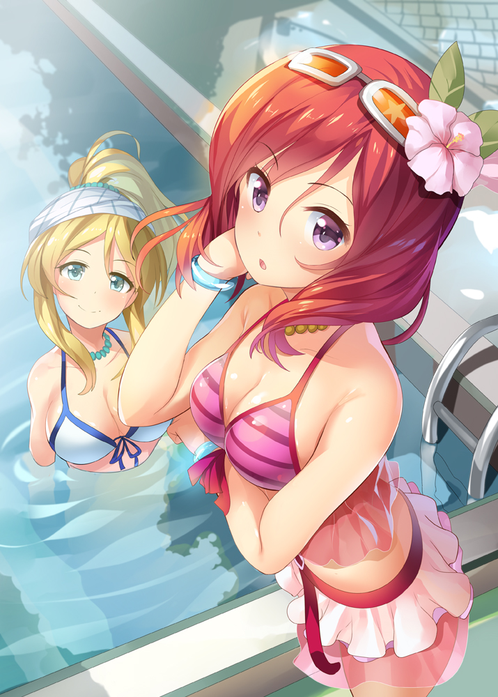 ayase_eli, bikini, cleavage, love_live!, love_live!_(series), nishikino_maki, swimsuits, takasaka_donten