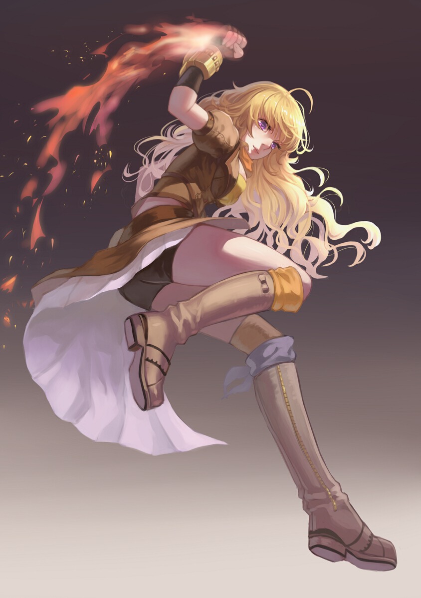 bike_shorts, bojue_yu_yaojing, rwby, weapon, yang_xiao_long