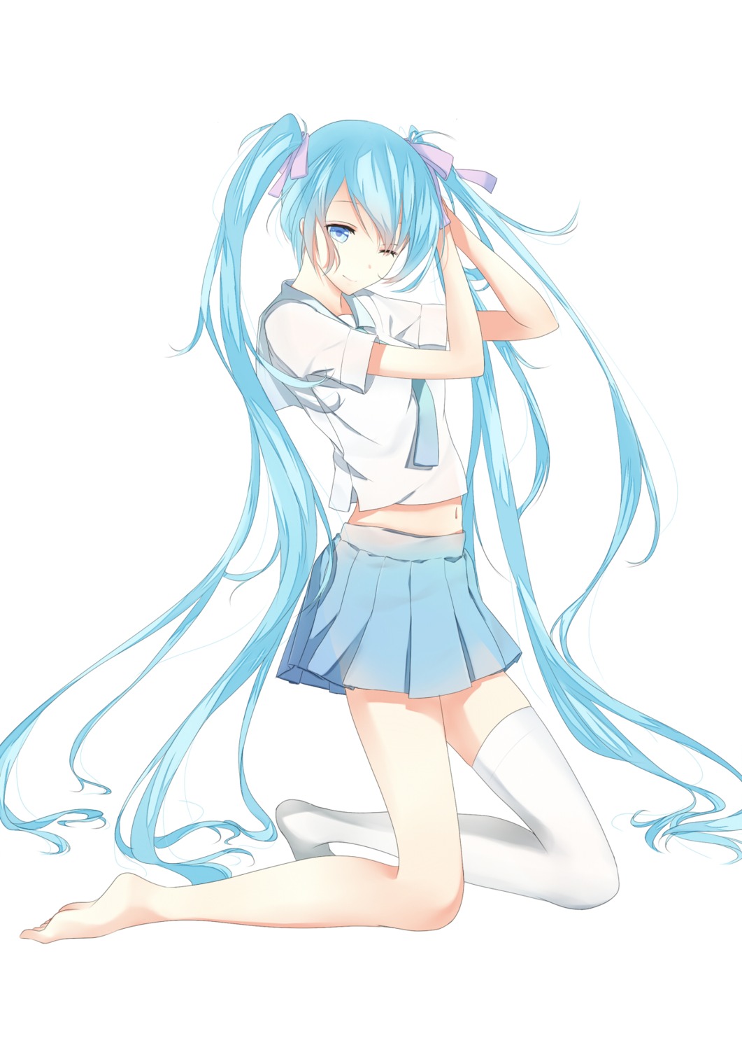 hatsune_miku, thighhighs, u.n.k., vocaloid