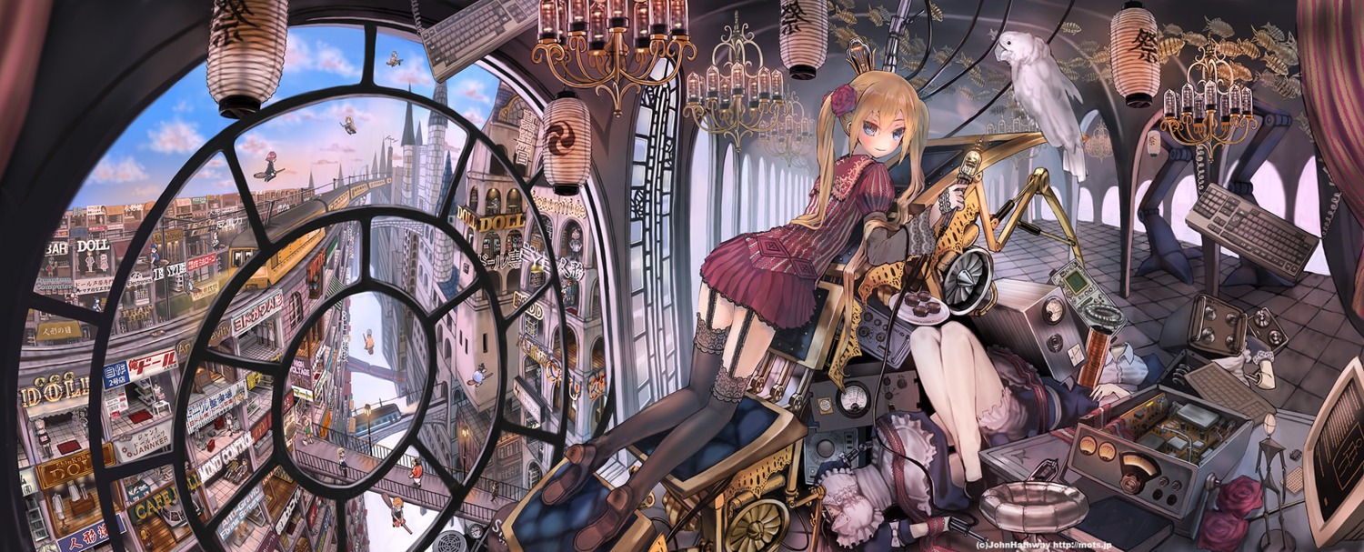 dress, john_hathway, landscape, stockings, thighhighs