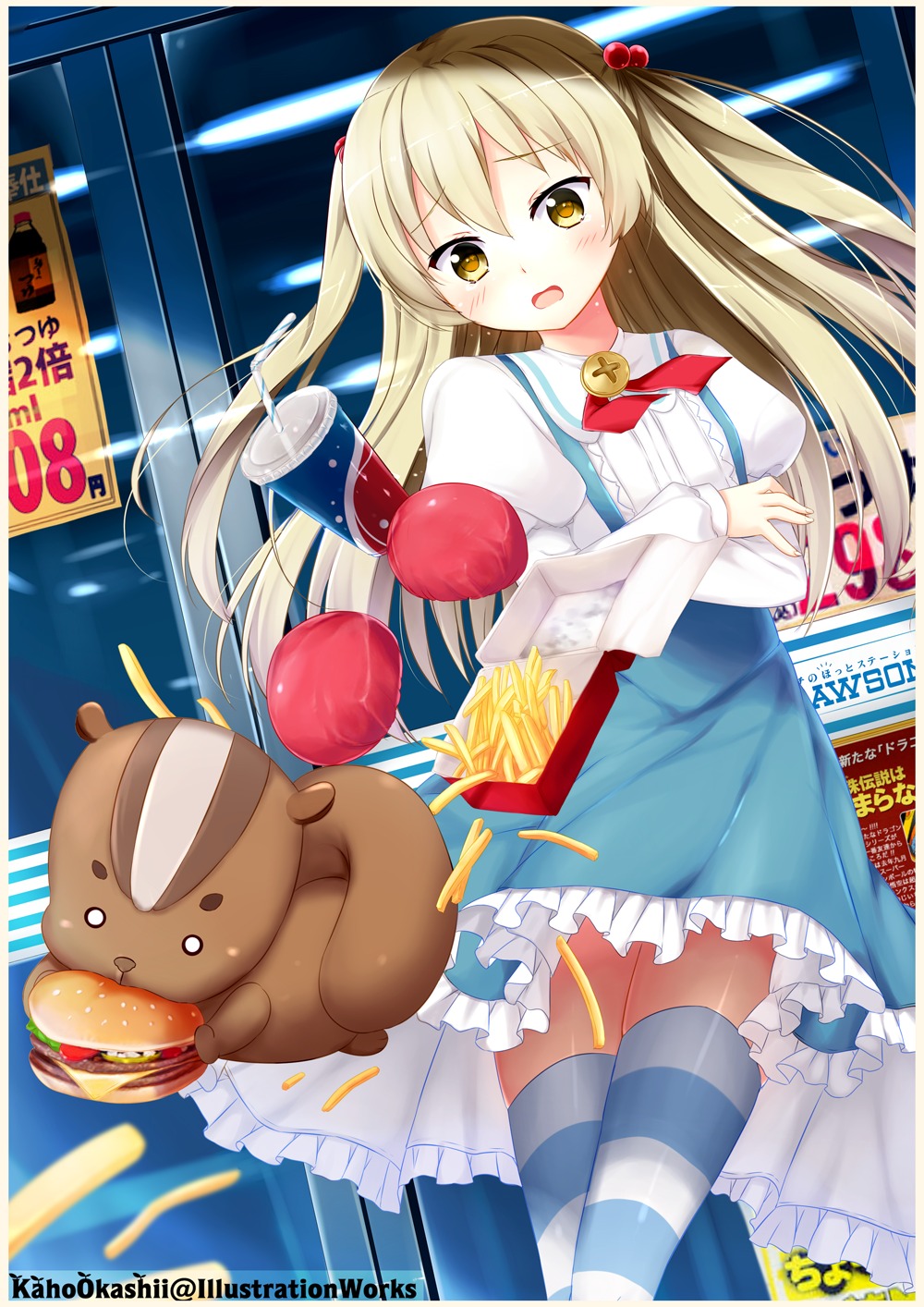 himeki_chifuyu, inou-battle_wa_nichijou-kei_no_naka_de, kaho_okashii, thighhighs