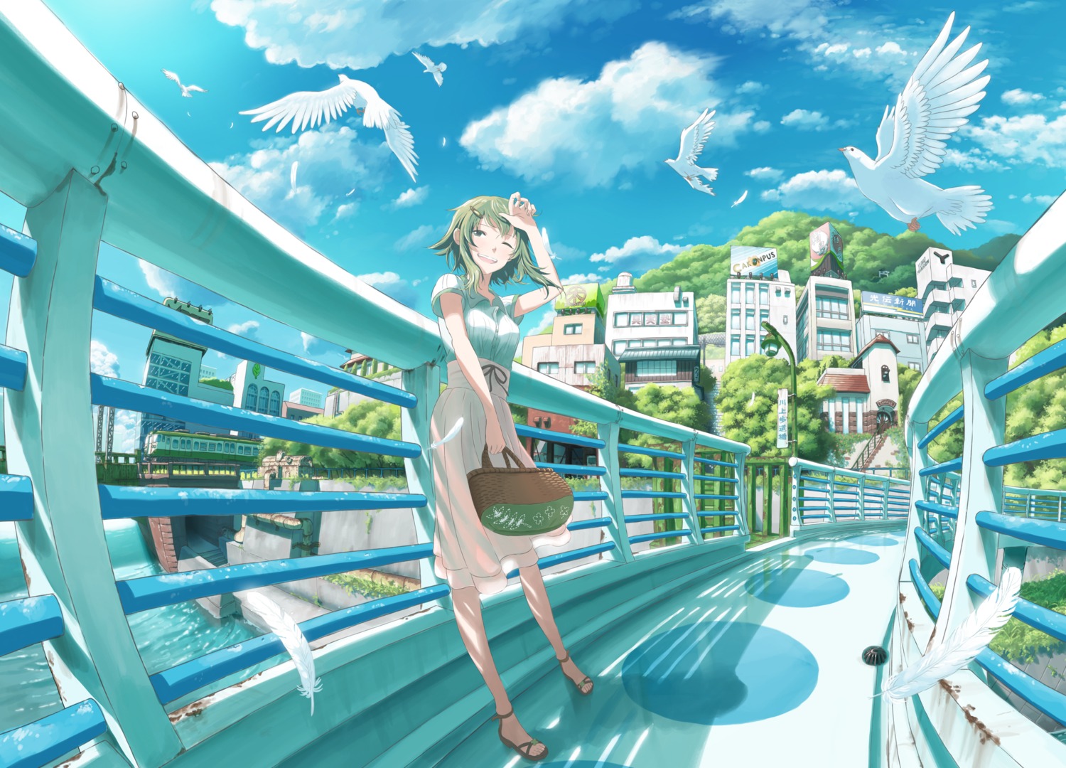 dress, gumi, inoki-08, landscape, summer_dress, vocaloid