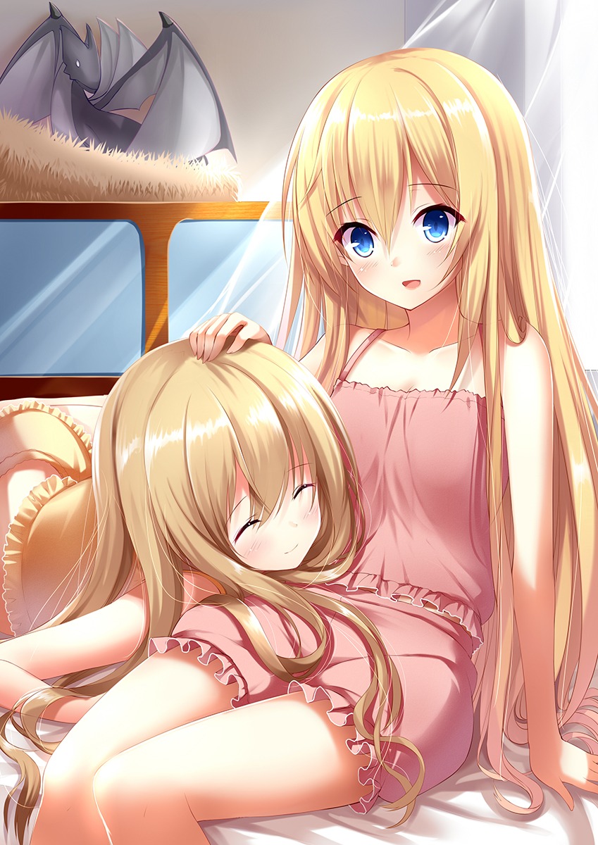 aixioo, bloomers, charlotte_belew, henriette_belew, machine-doll_wa_kizutsukanai, monster, pajama, sigmund_(machine-doll)