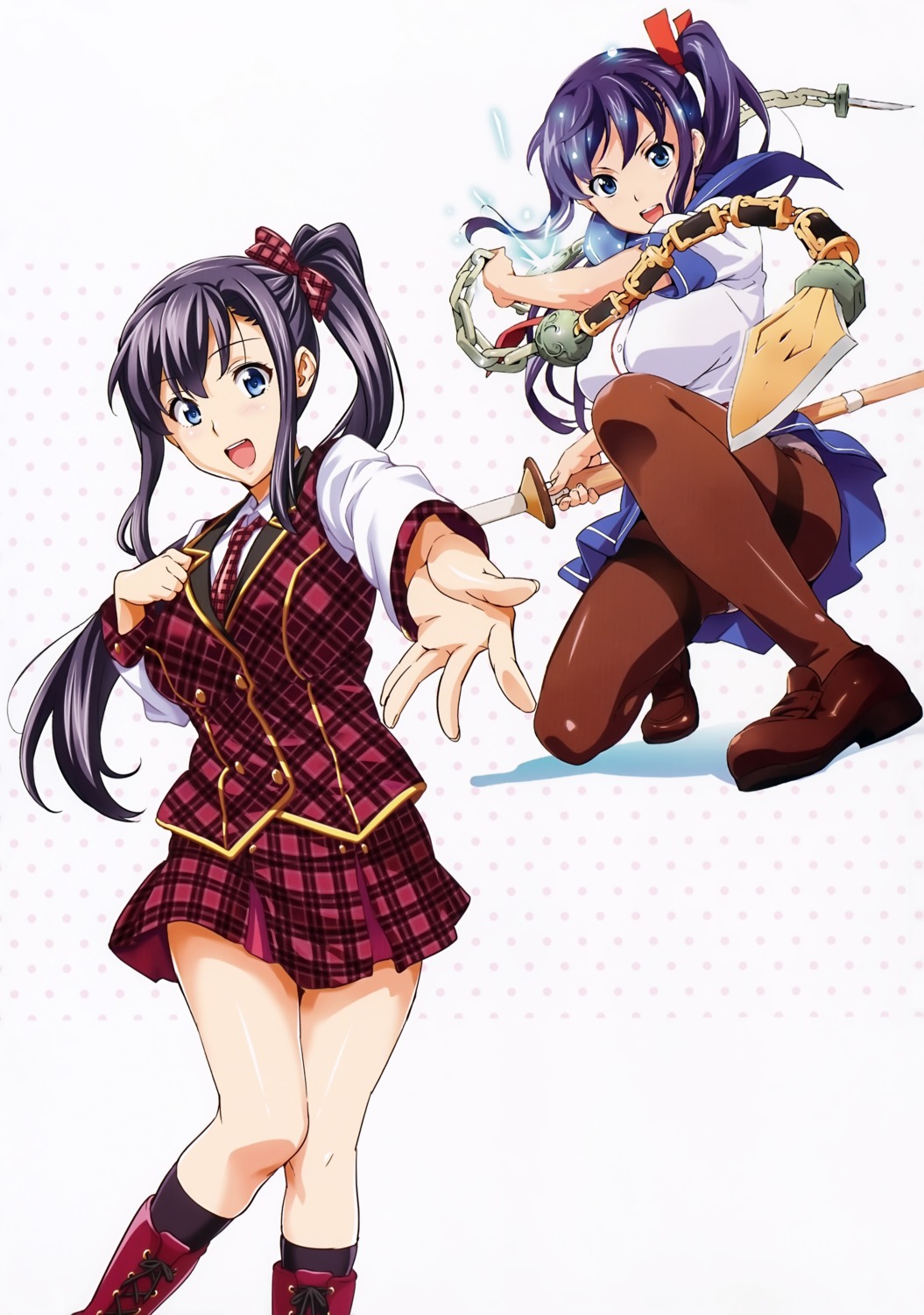 amaya_haruko, maken-ki!, pantyhose, seifuku, takeda_hiromitsu, weapon