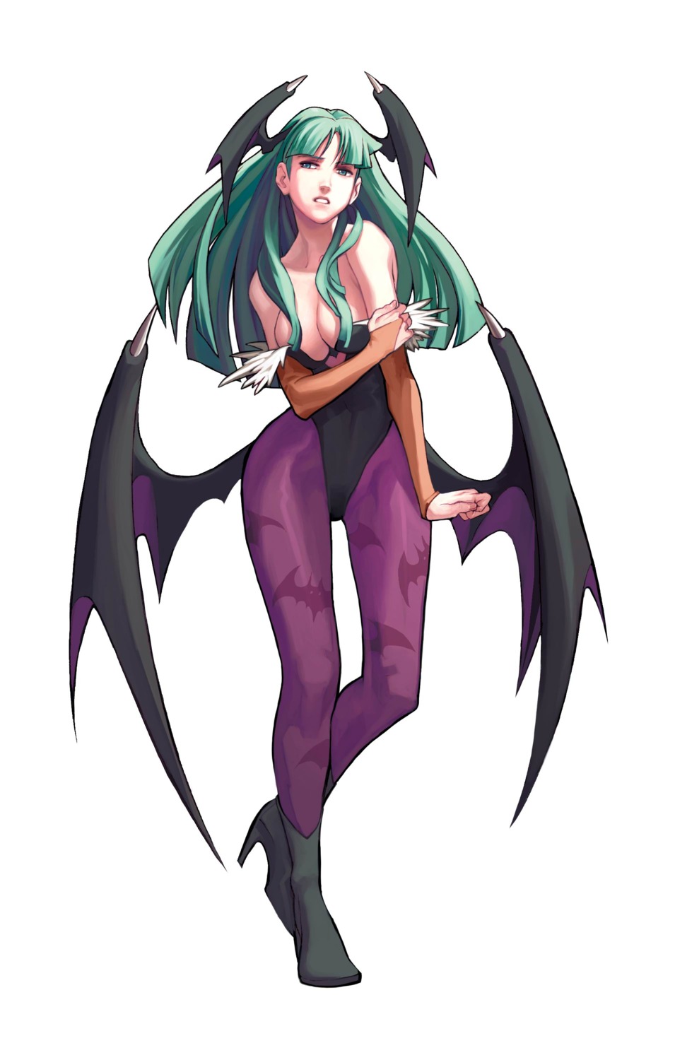 arnold_tsang, capcom, cleavage, dark_stalkers, dark_stalkers_chronicle, leotard, morrigan_aensland, pantyhose, wings