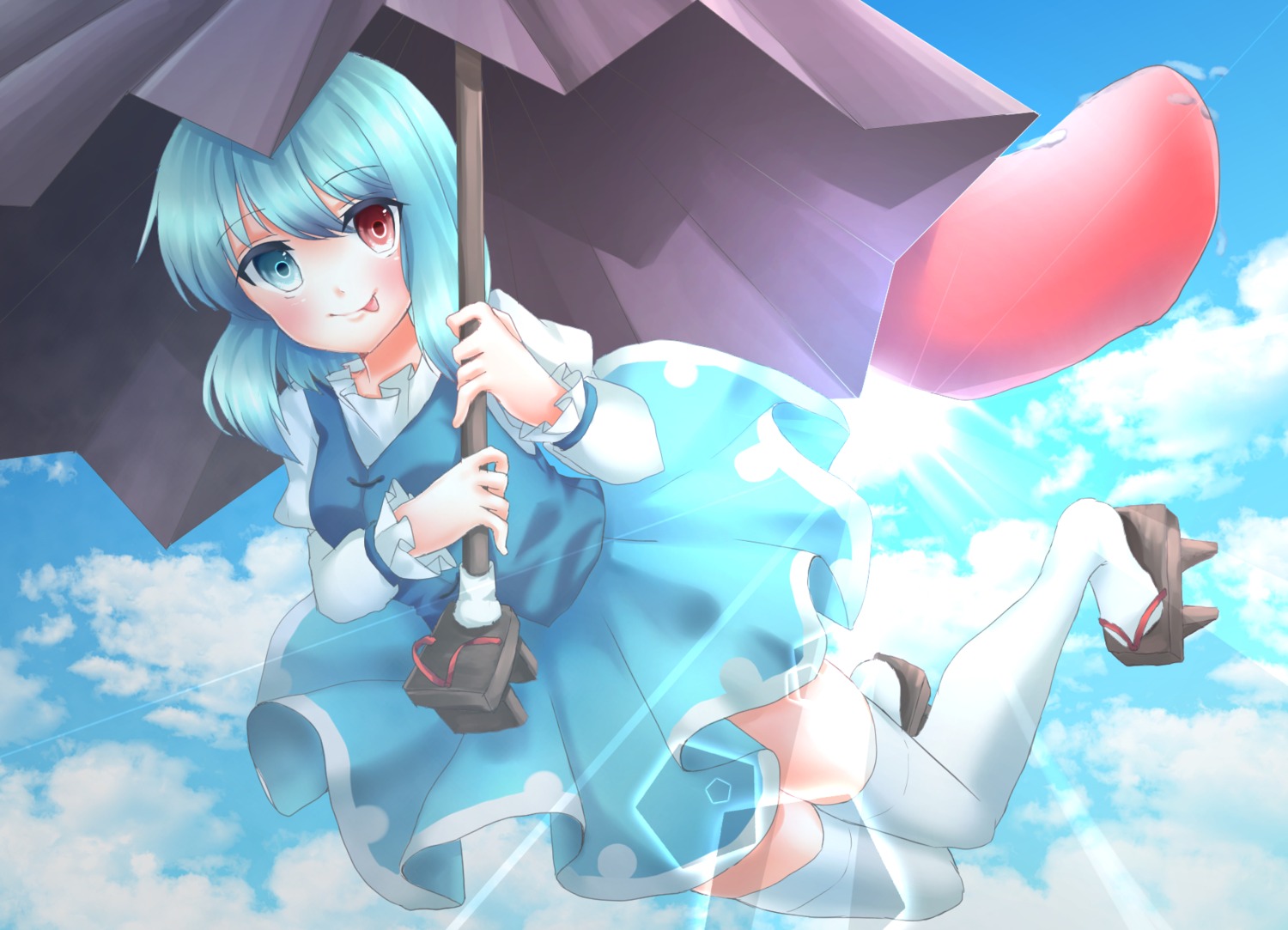 heterochromia, tatara_kogasa, thighhighs, touhou, yozakura_retei