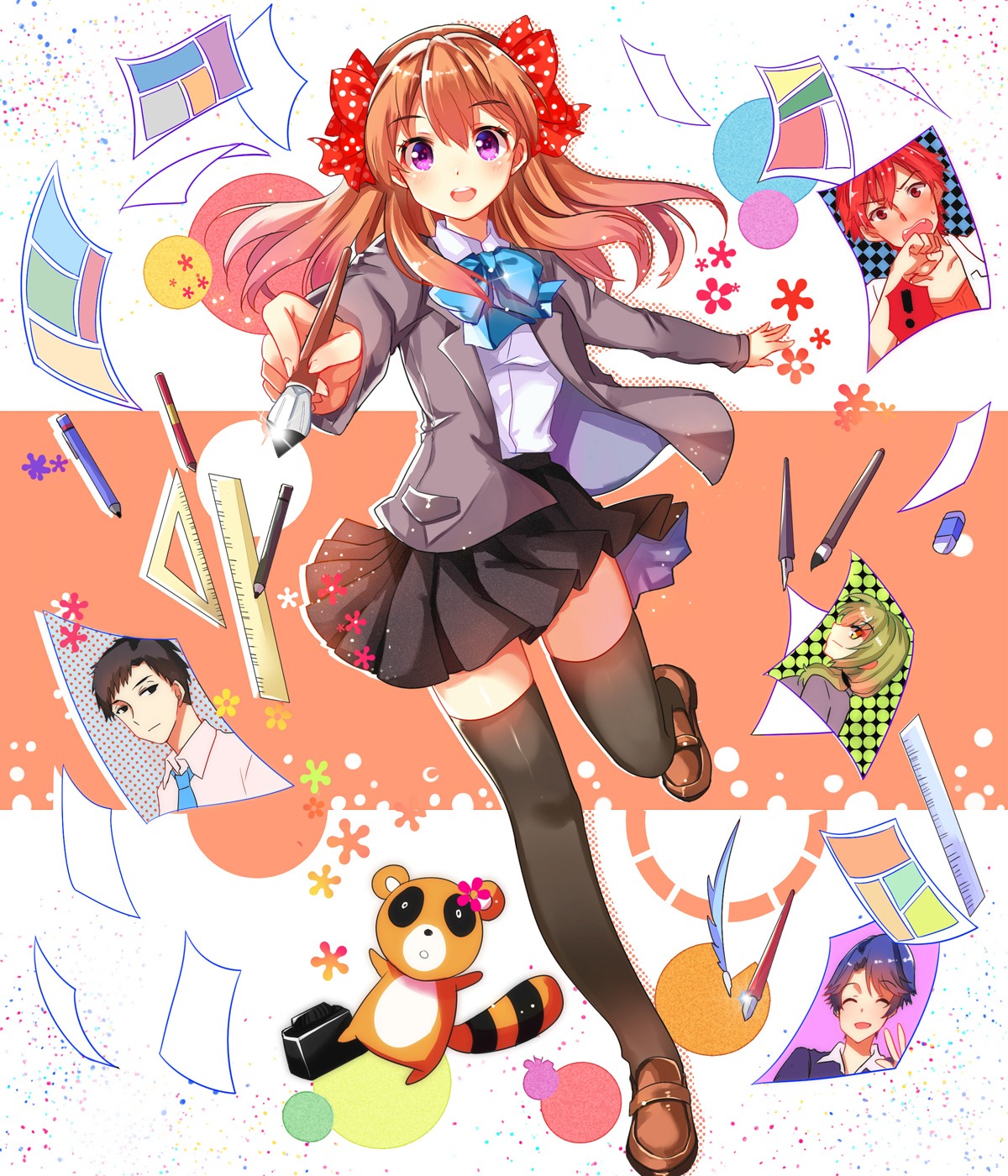 gekkan_shoujo_nozaki-kun, kashima_yuu, mikoshiba_mikoto, nozaki_umetarou, sakura_chiyo, seifuku, seo_yuzuki, thighhighs