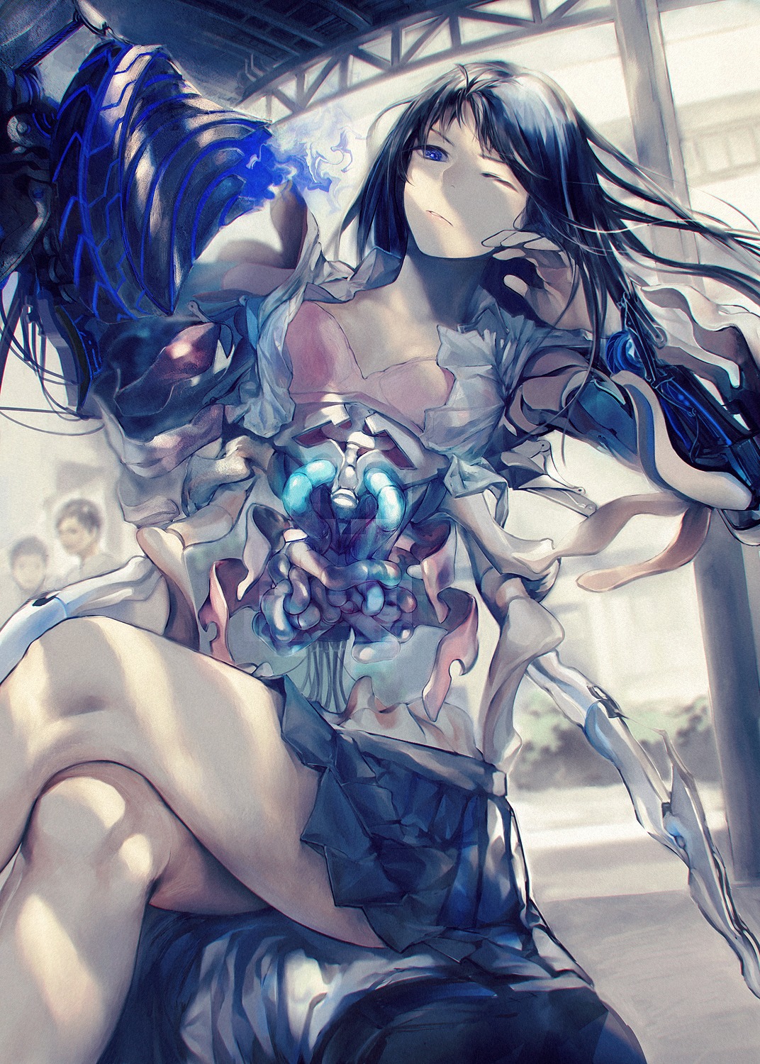 bra, mecha_musume, open_shirt, seifuku, senni