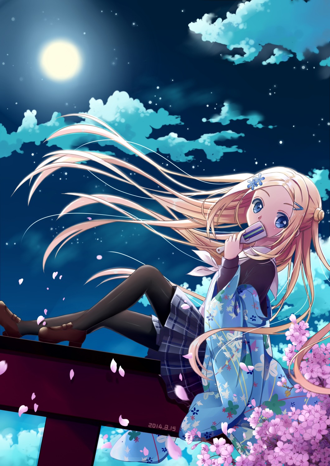fukio, hana_n._fontainestand, hanayamata, pantyhose, seifuku, yukata