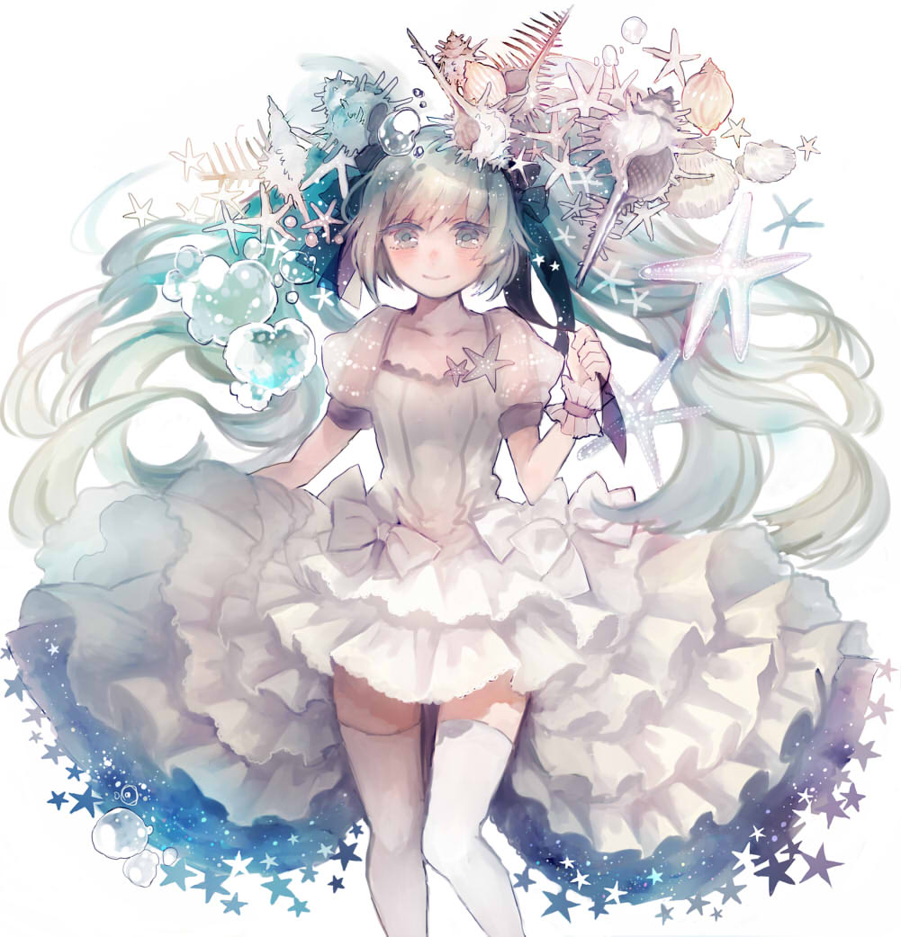 dress, hatsune_miku, mukimuki_mayuge, thighhighs, vocaloid