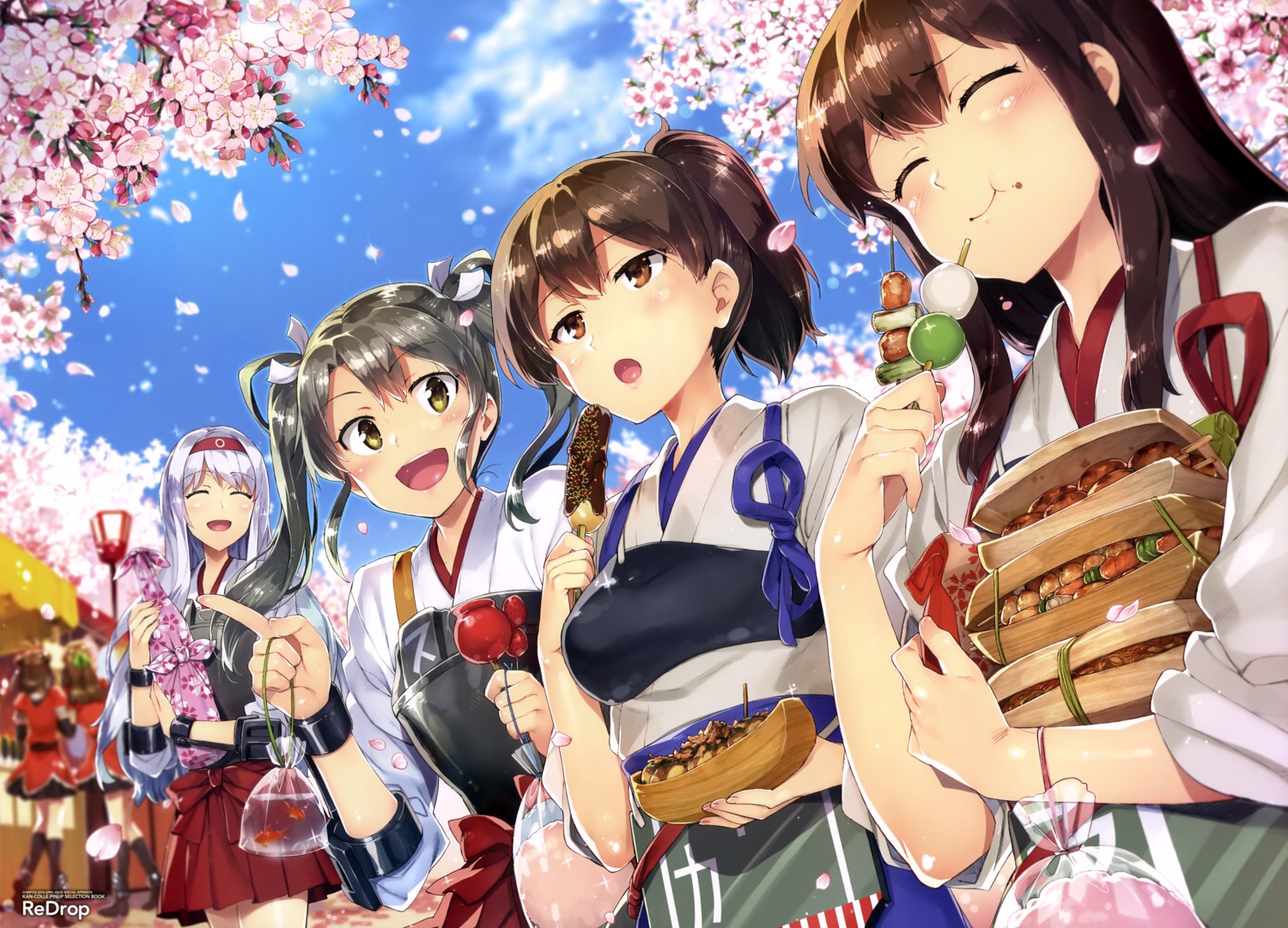 akagi_(kancolle), jintsuu_(kancolle), kaga_(kancolle), kantai_collection, naka_(kancolle), otsumami, redrop, shoukaku_(kancolle), zuikaku_(kancolle)
