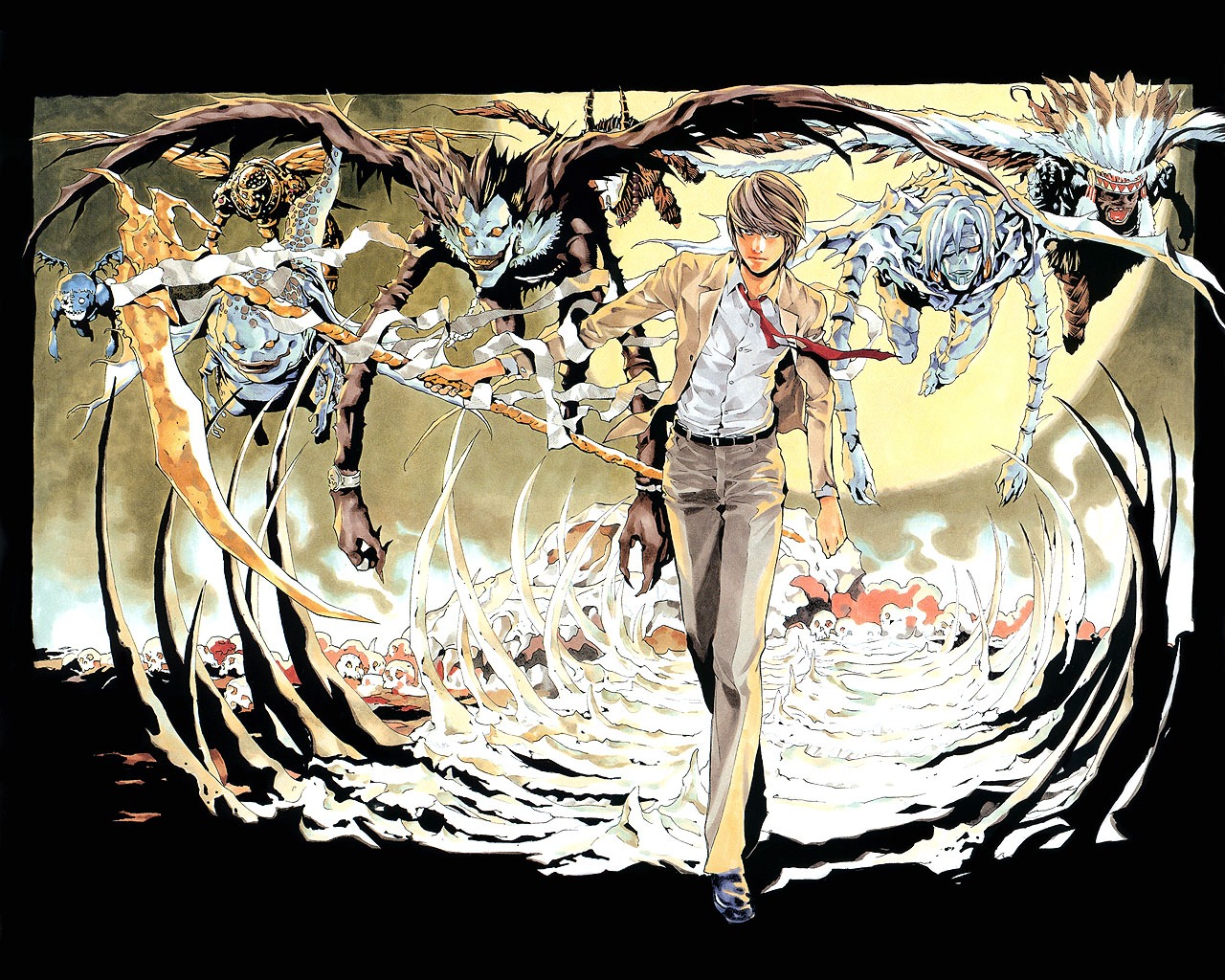 death_note, male, obata_takeshi, ryuk, wallpaper, yagami_light